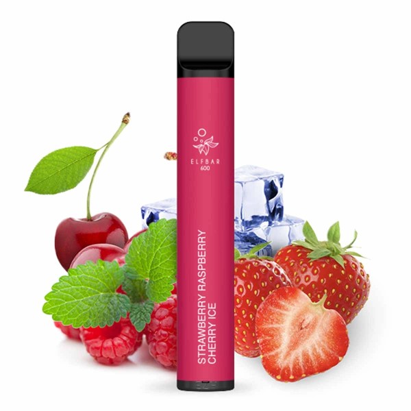 Elfbar Elf Bar 600 Einweg Strawberry Raspberry Cherry Ice 20mg 20 mg Nikotin Fruchtig erfrischend süß Kirsche Himbeere Erdbeere