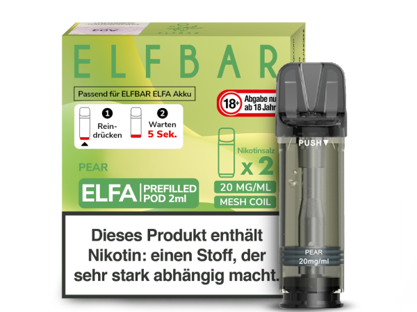 Pear Birne Elf Bar Elfbar Elfa Pods Pod Liquid 20mg mit Nikotin Vape E-Zigarette Shisha