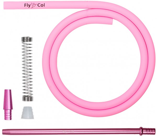 Shisha Wasserpfeife Mundstück Set Schlauch pink rauchen FlyCol Silikonschlauch universal