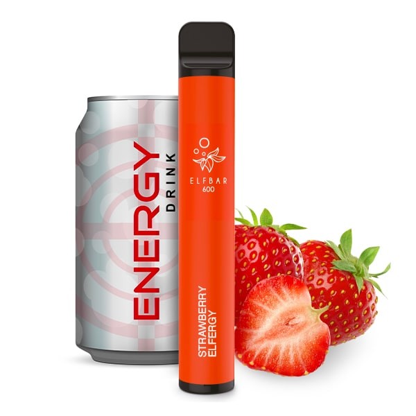 Elf Bar 600 Einweg E-Zigarette Strawberry Energy Nikotinfrei Erdbeere Drink süß fruchtig beerig erfrischrnd Energie Vape Einweg