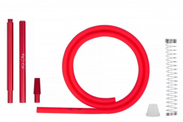 FlyCol Shisha Schlauch Set Rot elegant Aluminium Mundstück Silikon Guter Shishaschlauch Preiswerter 